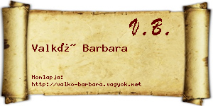Valkó Barbara névjegykártya