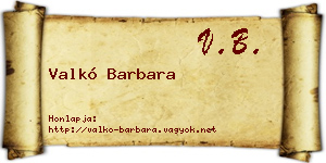 Valkó Barbara névjegykártya